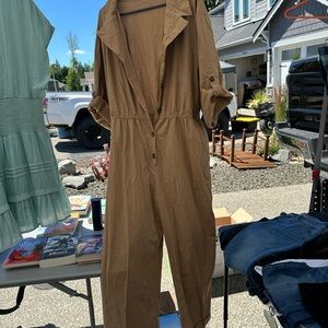 Hayden Brown Utilitarian Jumpsuit with Collared Neckline